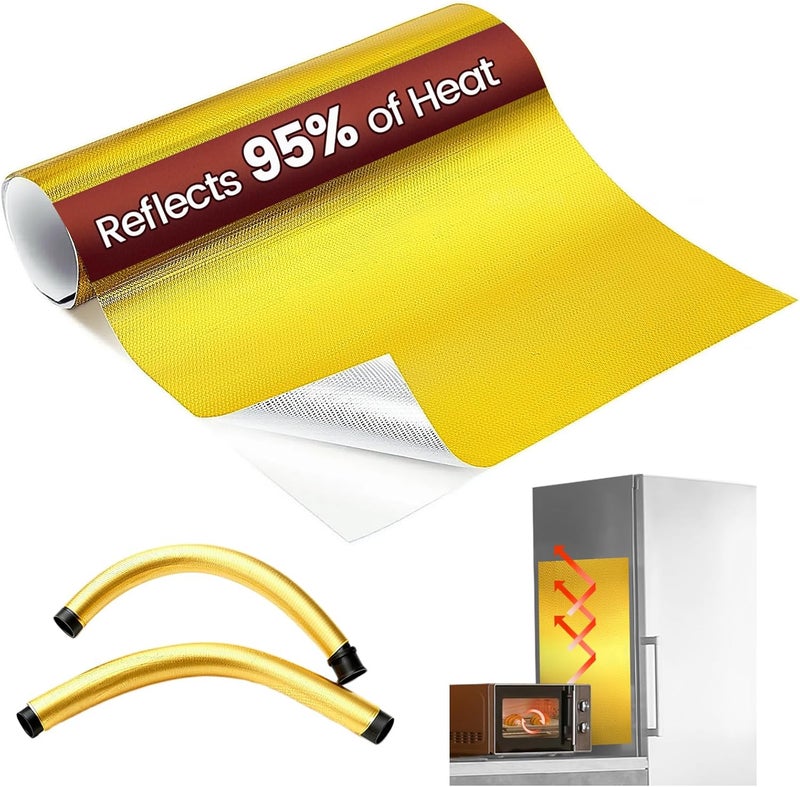 Amerbro Heat Shield Automotive Aluminum Reflects 95% of Radiant Heat, 12" x 40" Stove Heat Shield Wrap to Protect Refrigerator, Exhaust, Motorcycle, Wood Stove, Cabinet, Fireplace (Gold) - Image 1